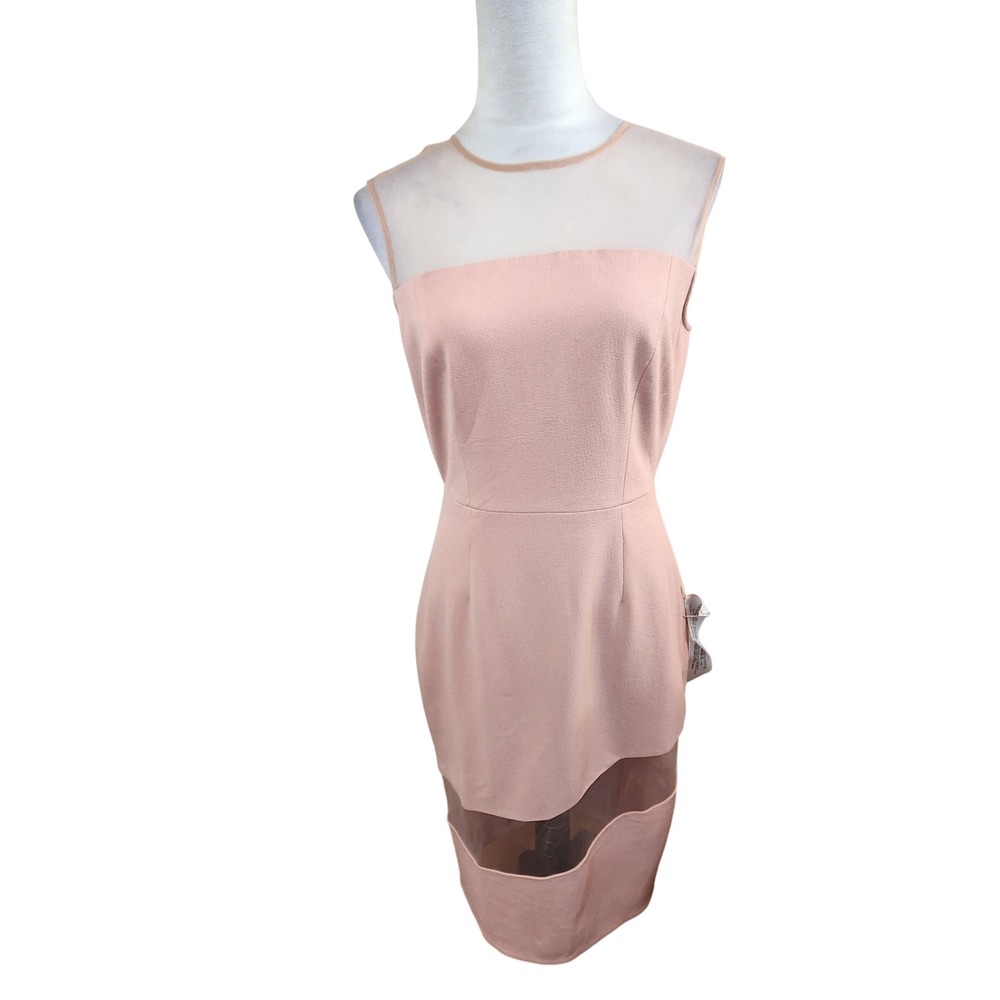 Dress the Population Valerie Blush Pink Mesh Sheath Midi Dress Womens M NWT NEW